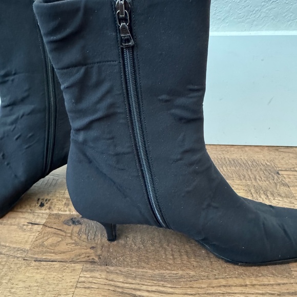 Prada Nylon Vintage Black Boots Ankle Booties Square Toe Women's Size 38 1/2 8 - Picture 4 of 11